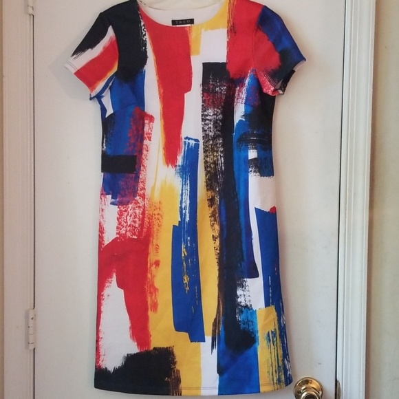 TREU Womens Primary Abstract Paint Splatter Dress - Picture 4 of 10